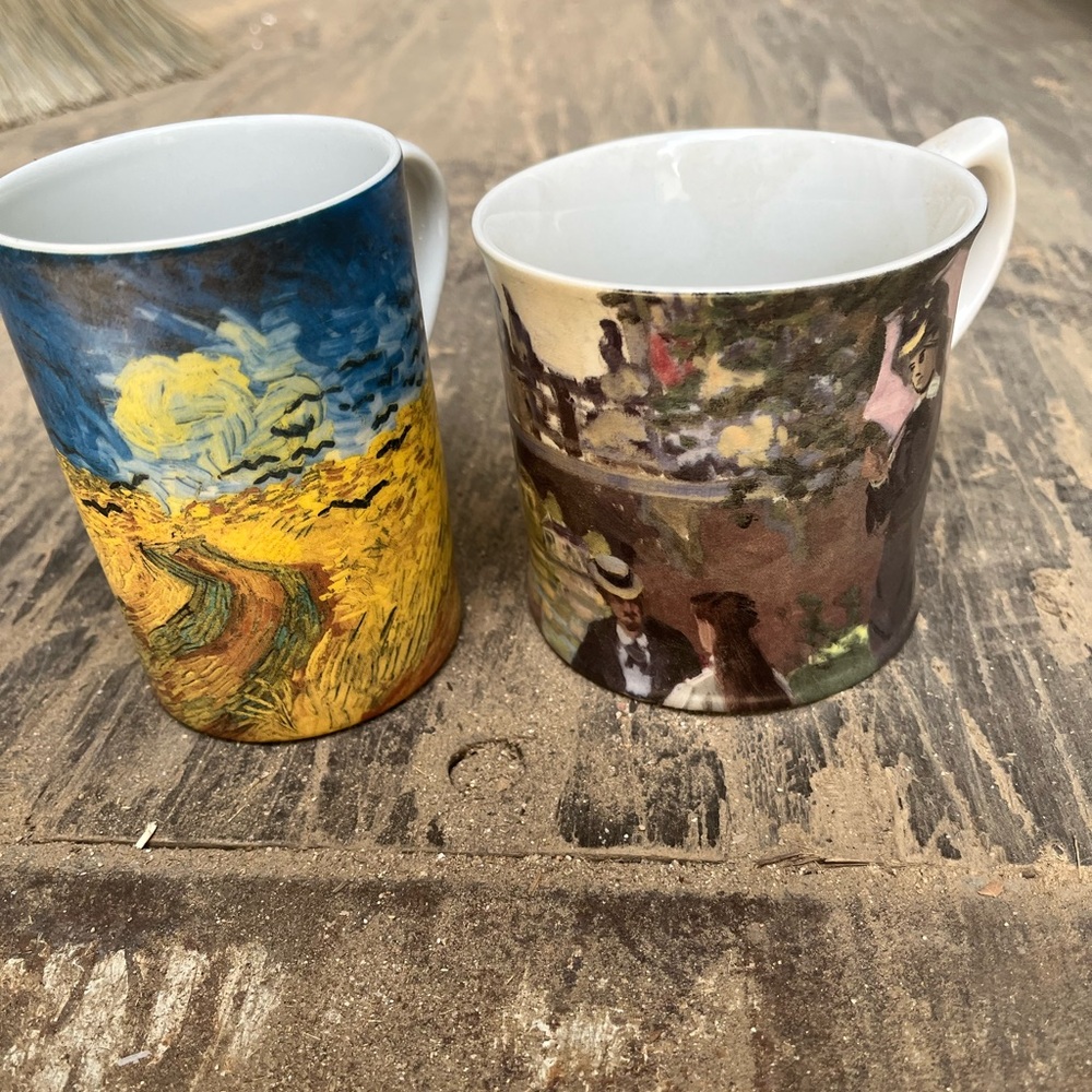Claude Monet coffee cup and Van Gogh coffee cup vintage